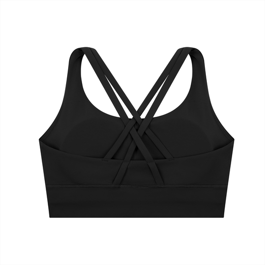 Black Sports Bra - Script Print Front