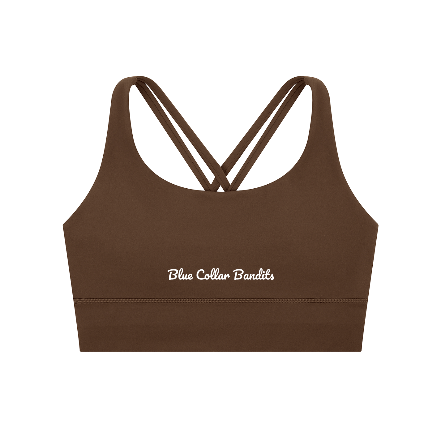 Brown Sports Bra - Script Print Front