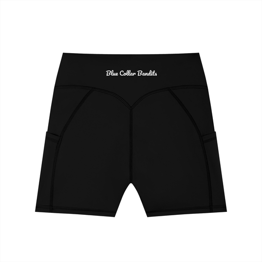 Brown Gym Tights Shorts - Script Print Rear
