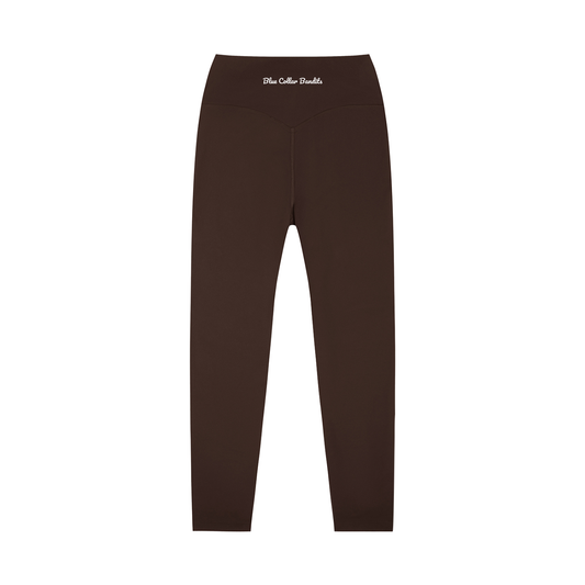 Brown Gym Tights - Script Print Back