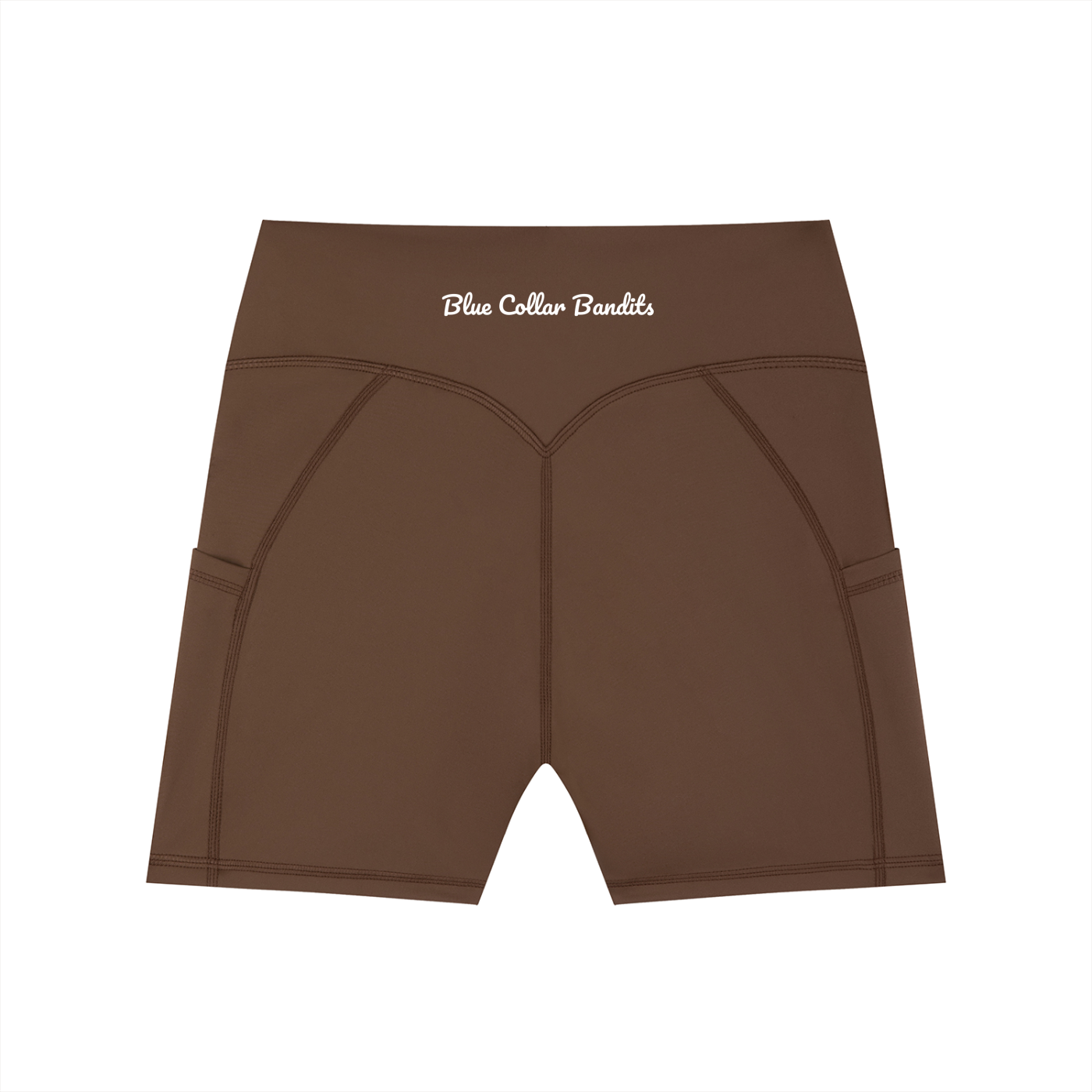 Brown Gym Tights Shorts - Script Print Rear