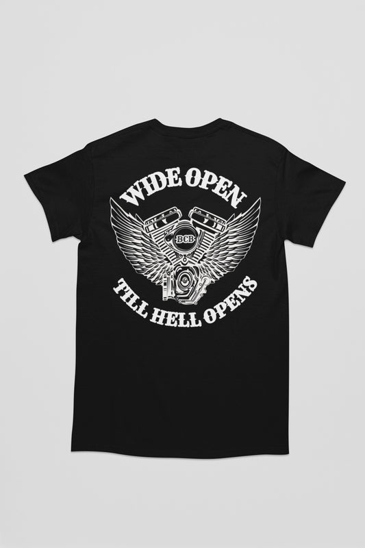 Wide Open Till Hell Opens Tee
