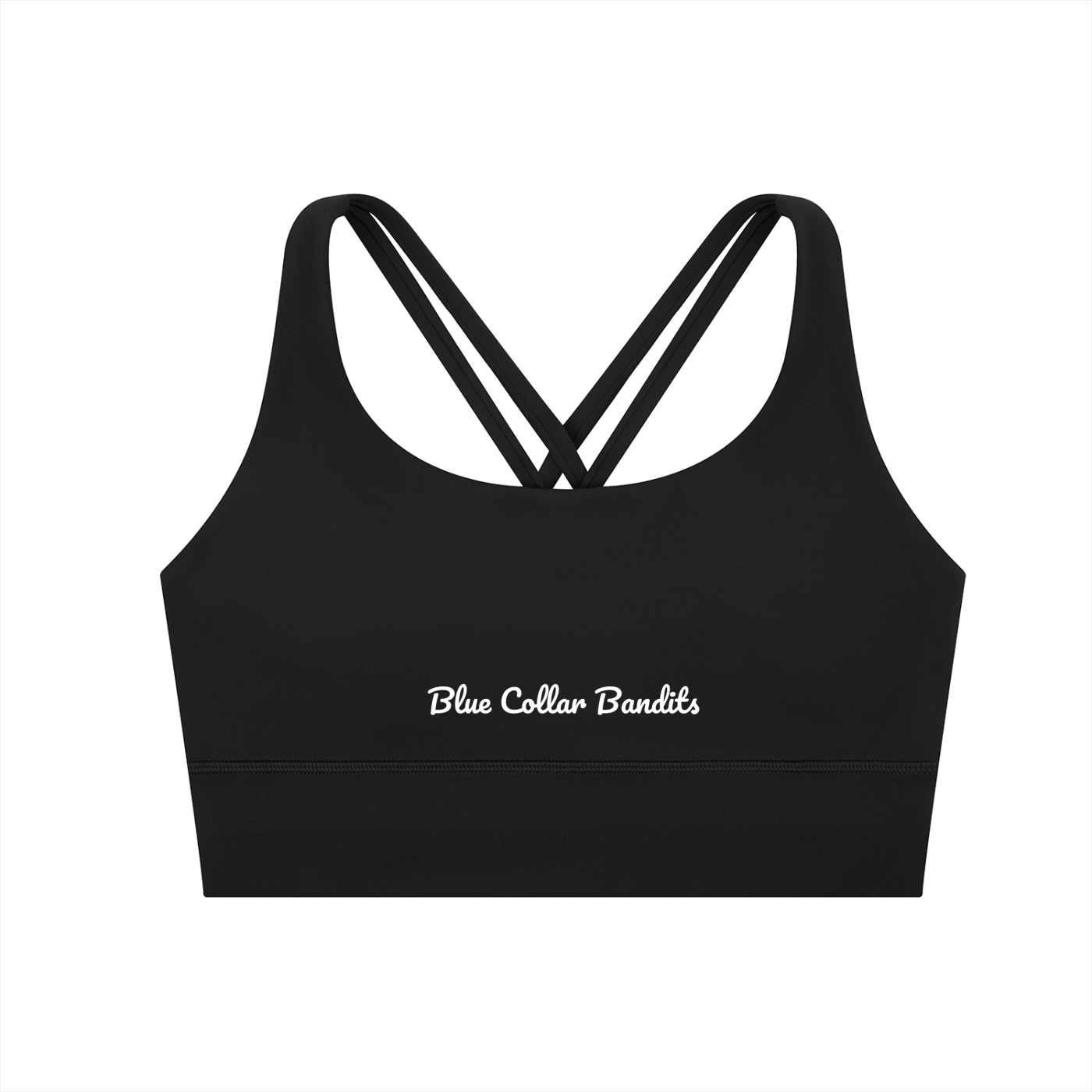 Black Sports Bra - Script Print Front