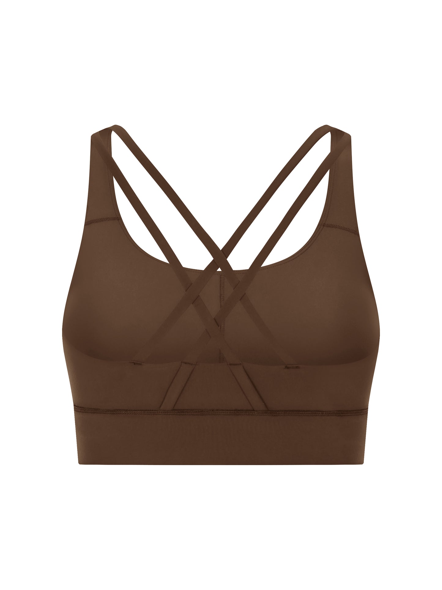 Brown Sports Bra - Script Print Front
