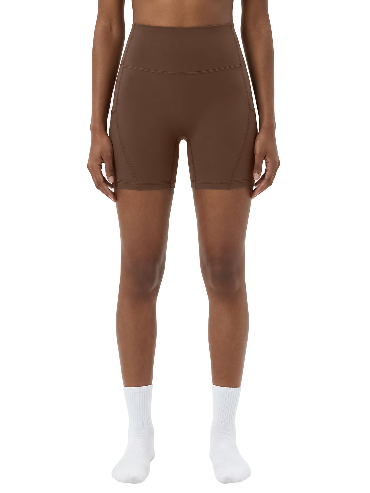Brown Gym Tights Shorts - Script Print Rear