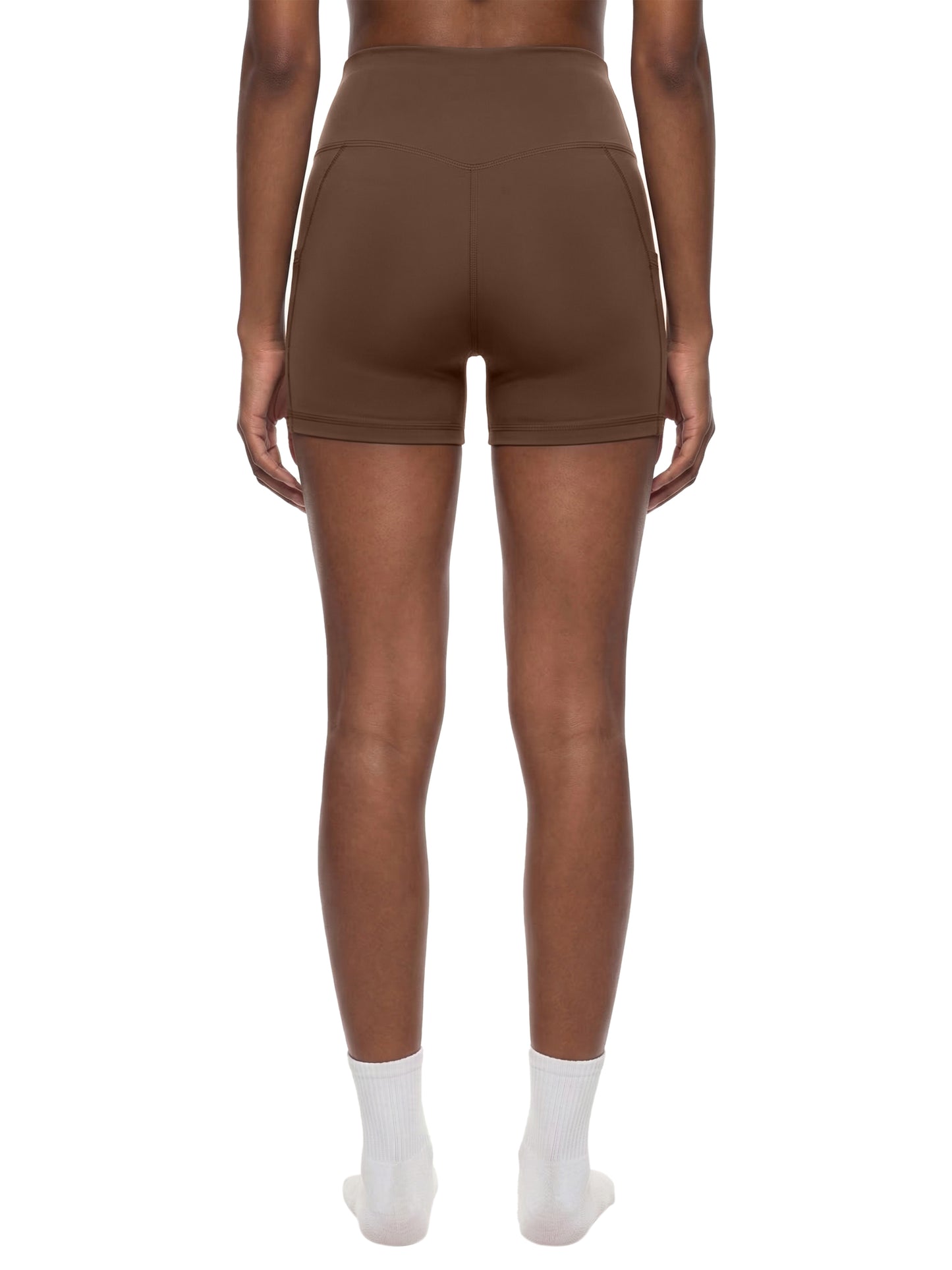 Brown Gym Tights Shorts - Script Print Rear