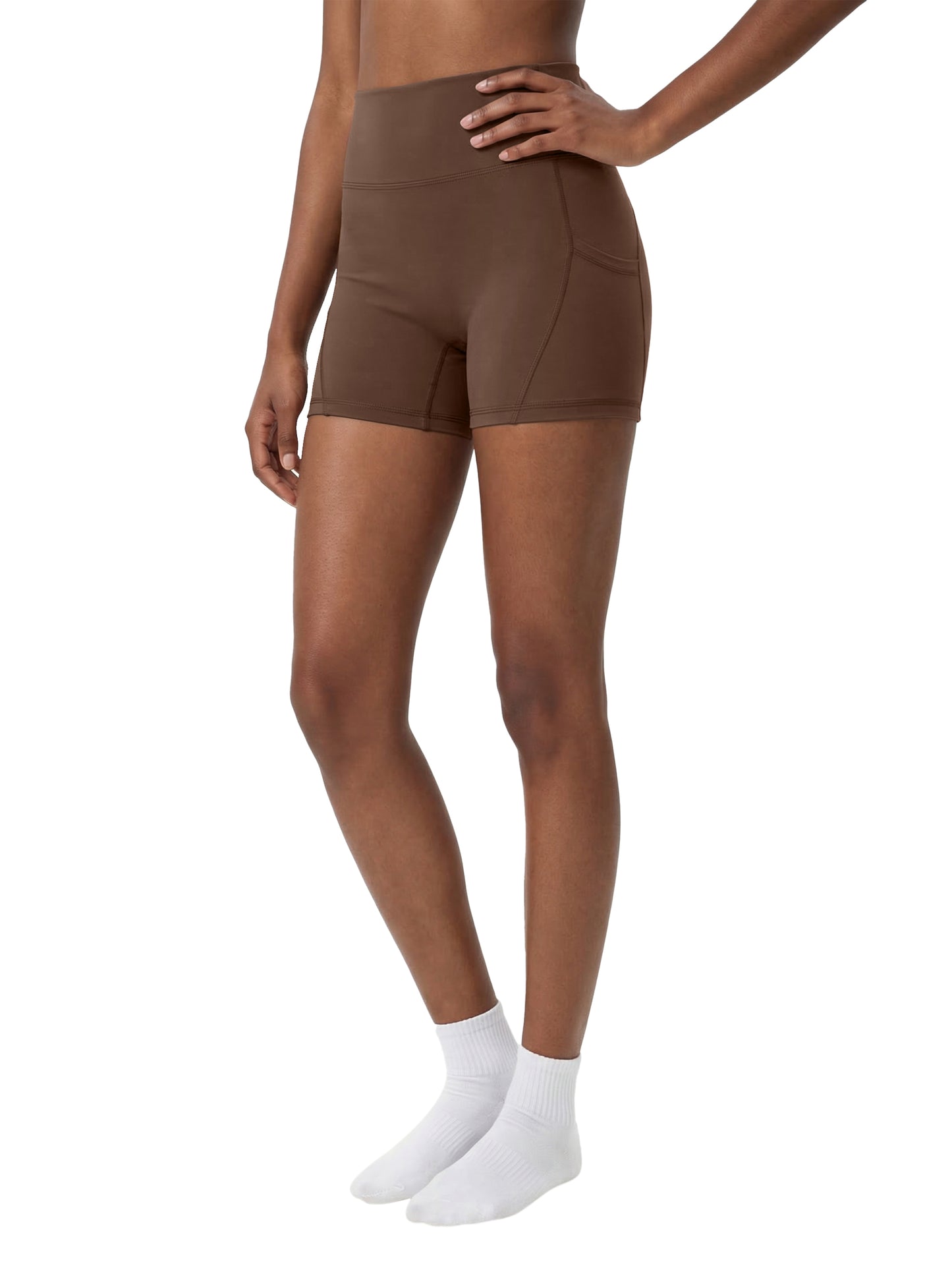 Brown Gym Tights Shorts - Script Print Rear
